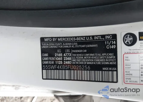 2015 Mercedes-Benz C 300 Sport 4Matic from USA, damaged, VIN 55SWF4KB5FU025256